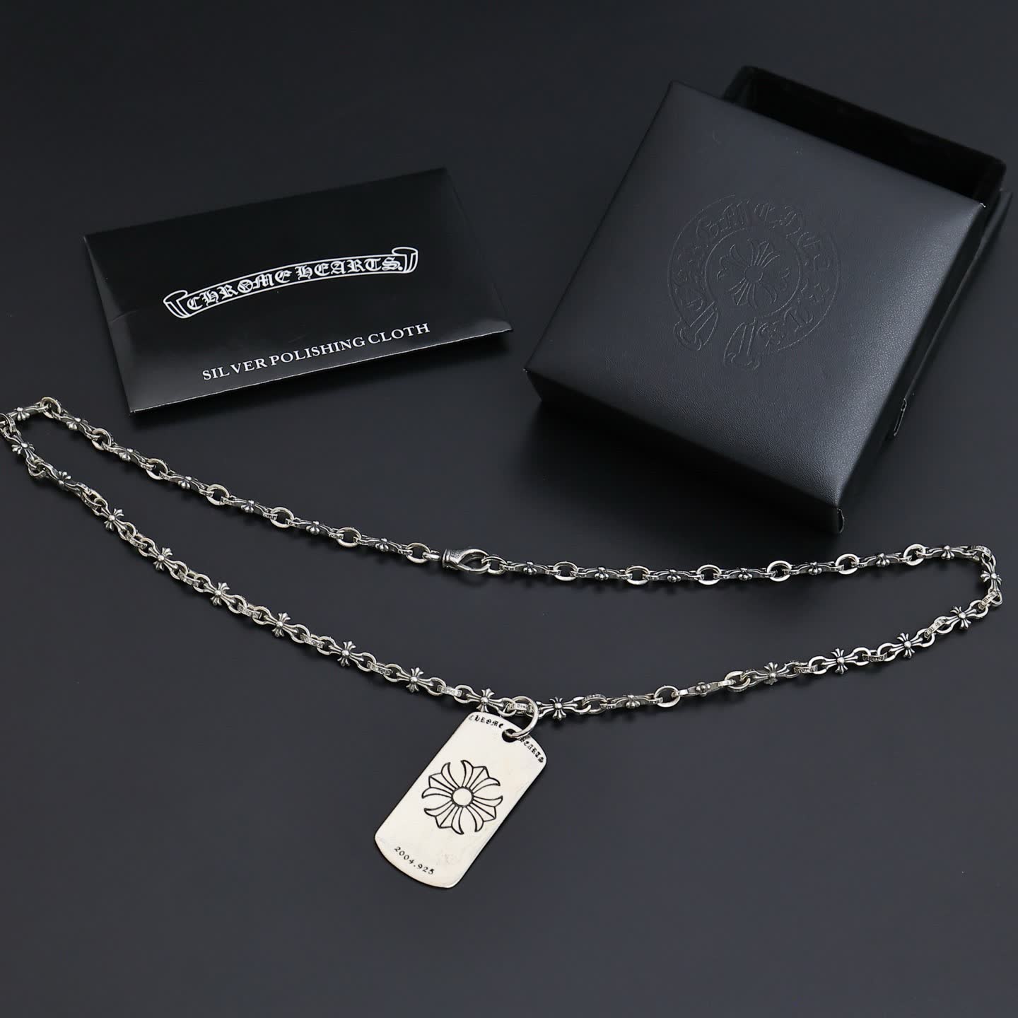 Chrome Hearts Crown Hearts Silver Pendant Necklace